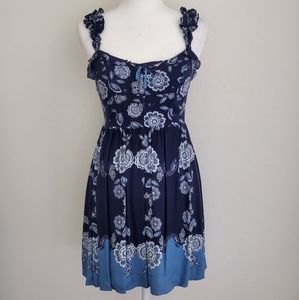 Aeropostale Floral Midi Dress Blue Small